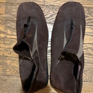 Arche Brown Suede Booties, Tan Accents